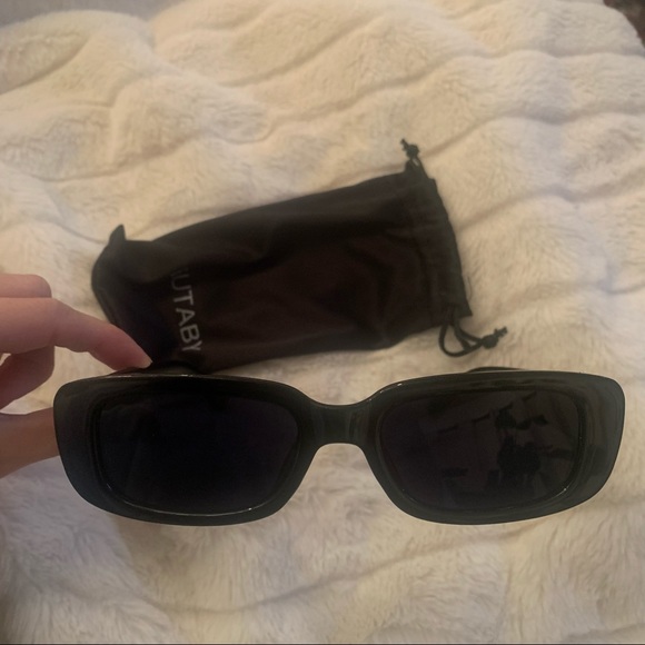 90’s Retro Rectangle Sunglasses Black - Picture 5 of 5